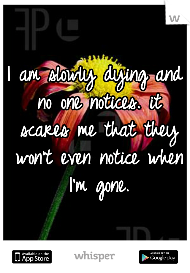 I am slowly dying and no one notices. it scares me that they won't even notice when I'm gone.