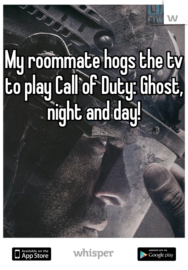 My roommate hogs the tv to play Call of Duty: Ghost, night and day!