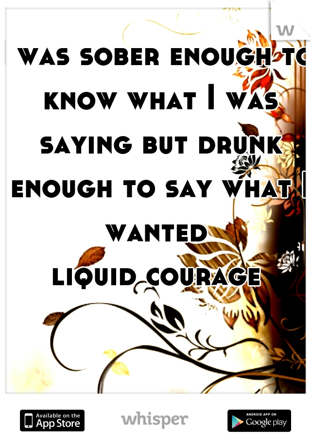 I was sober enough to know what I was saying but drunk enough to say what I wanted 
liquid courage