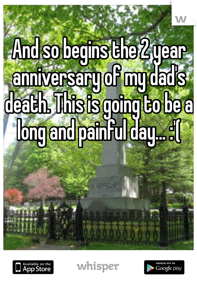 And so begins the 2 year anniversary of my dad's death. This is going to be a long and painful day... :'(