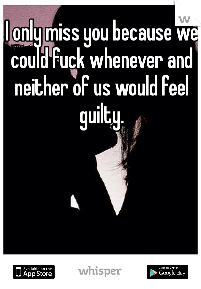 I only miss you because we could fuck whenever and neither of us would feel guilty. 
