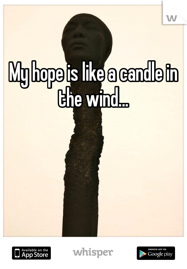My hope is like a candle in the wind...