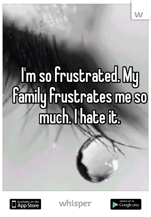 I'm so frustrated. My family frustrates me so much. I hate it. 