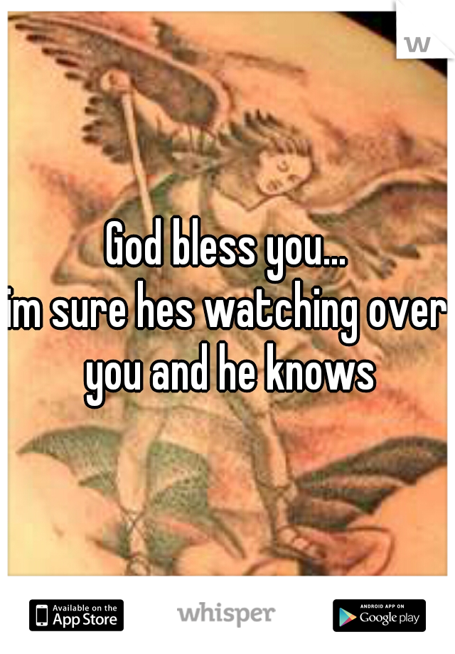 God bless you...
im sure hes watching over you and he knows