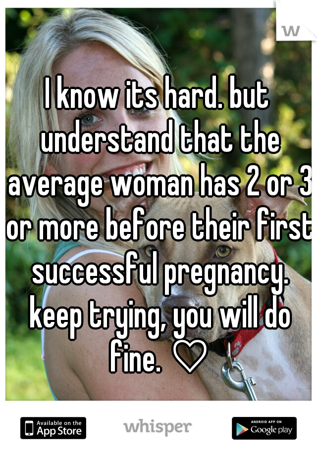 I know its hard. but understand that the average woman has 2 or 3 or more before their first successful pregnancy. keep trying, you will do fine. ♡