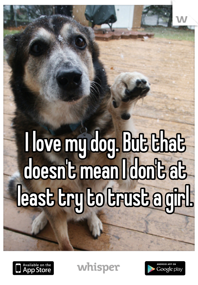 I love my dog. But that doesn't mean I don't at least try to trust a girl. 