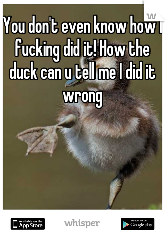 You don't even know how I fucking did it! How the duck can u tell me I did it wrong