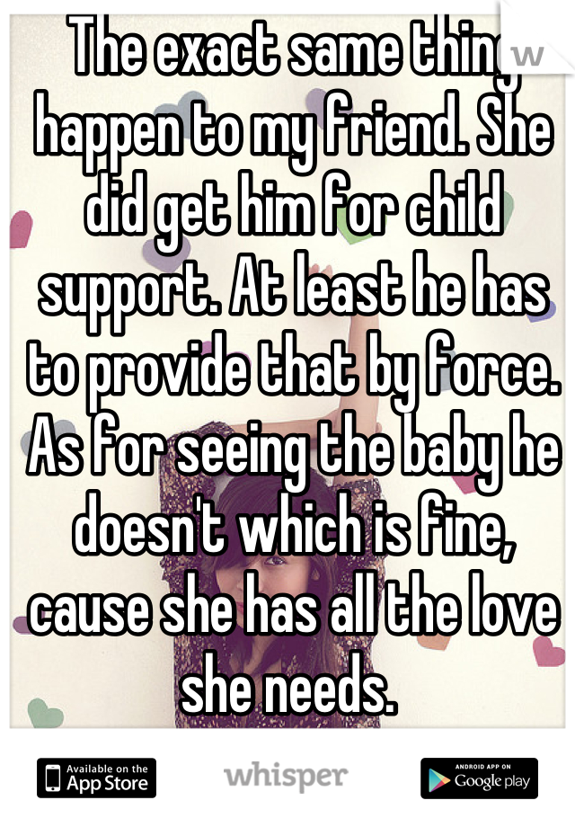 The exact same thing happen to my friend. She did get him for child support. At least he has to provide that by force. As for seeing the baby he doesn't which is fine, cause she has all the love she needs. 