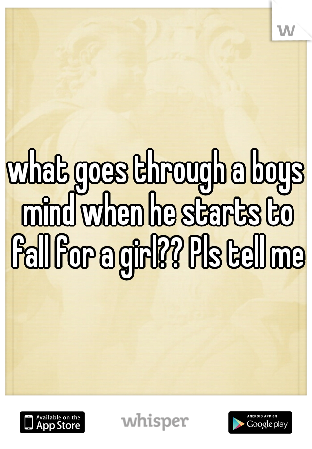 what goes through a boys mind when he starts to fall for a girl?? Pls tell me