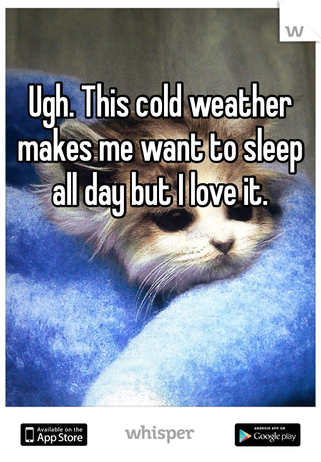 Ugh. This cold weather makes me want to sleep all day but I love it. 