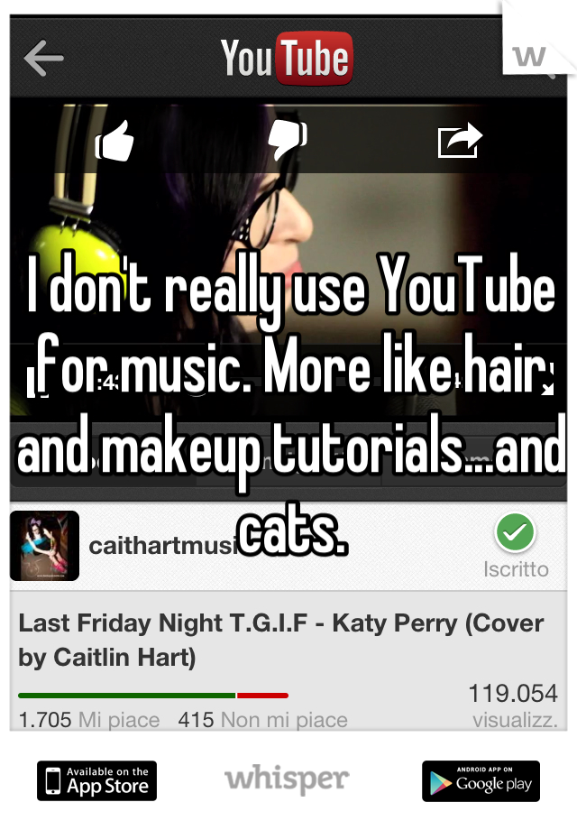 I don't really use YouTube for music. More like hair and makeup tutorials...and cats.
