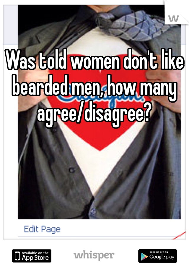 Was told women don't like bearded men, how many agree/disagree?  