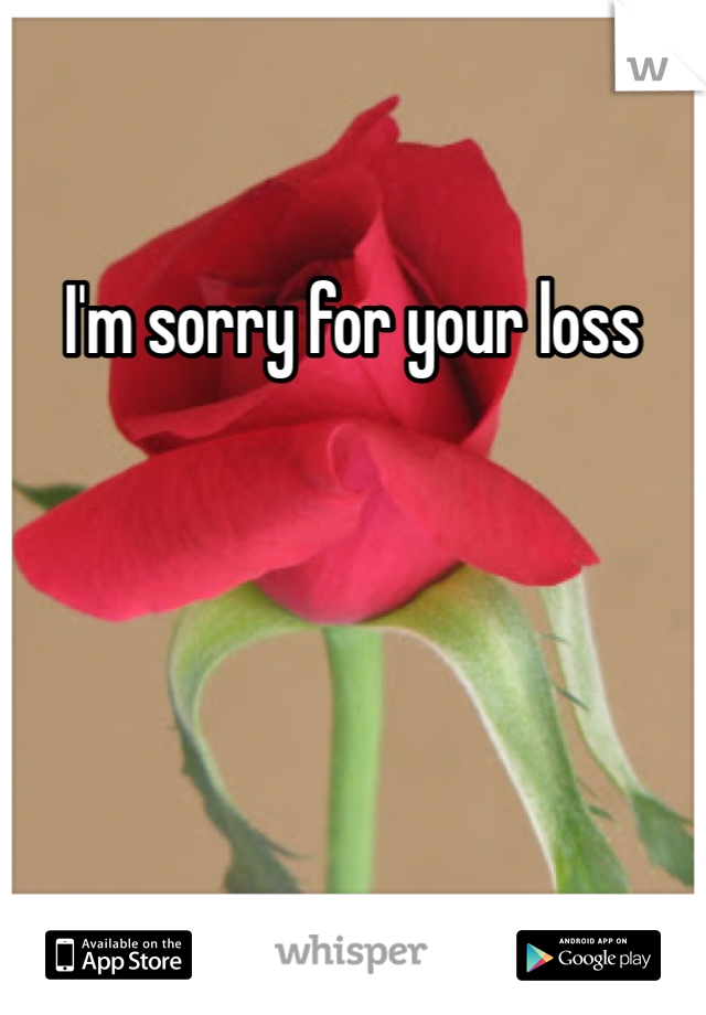 I'm sorry for your loss 