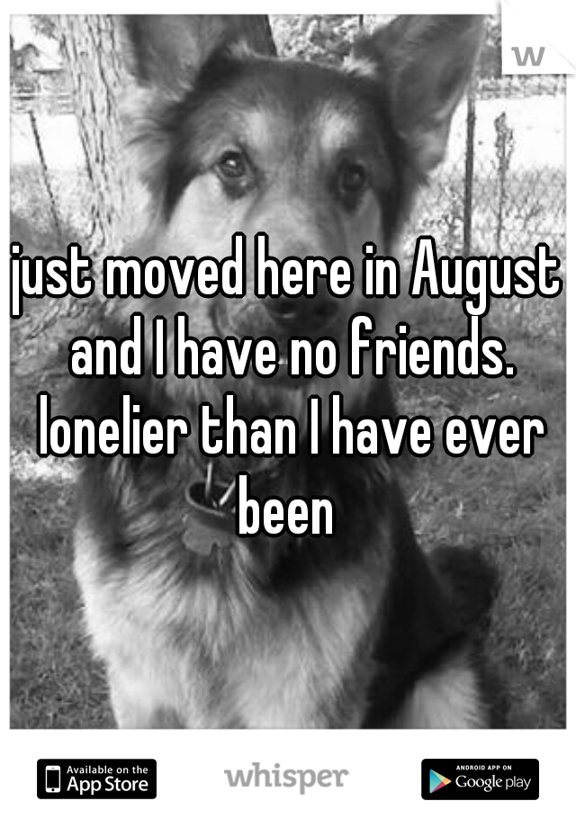 just moved here in August and I have no friends. lonelier than I have ever been 
