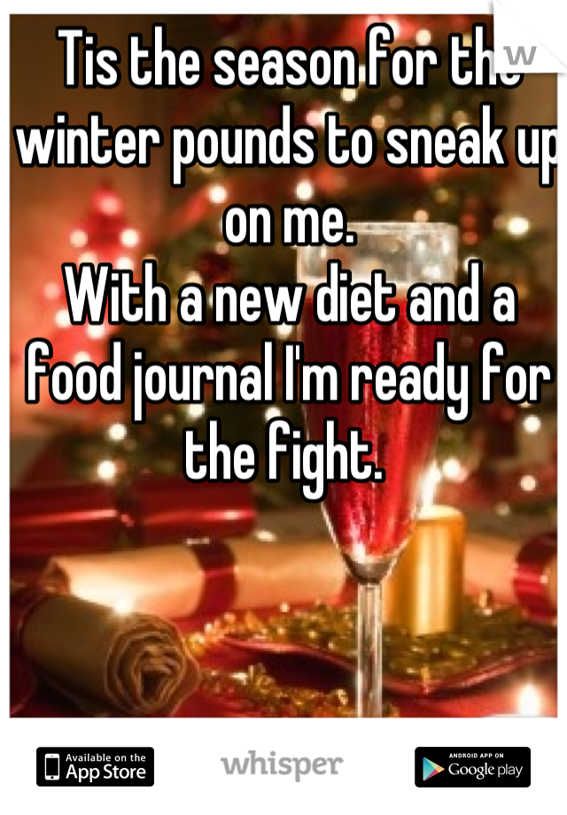Tis the season for the winter pounds to sneak up on me.
With a new diet and a food journal I'm ready for the fight. 
