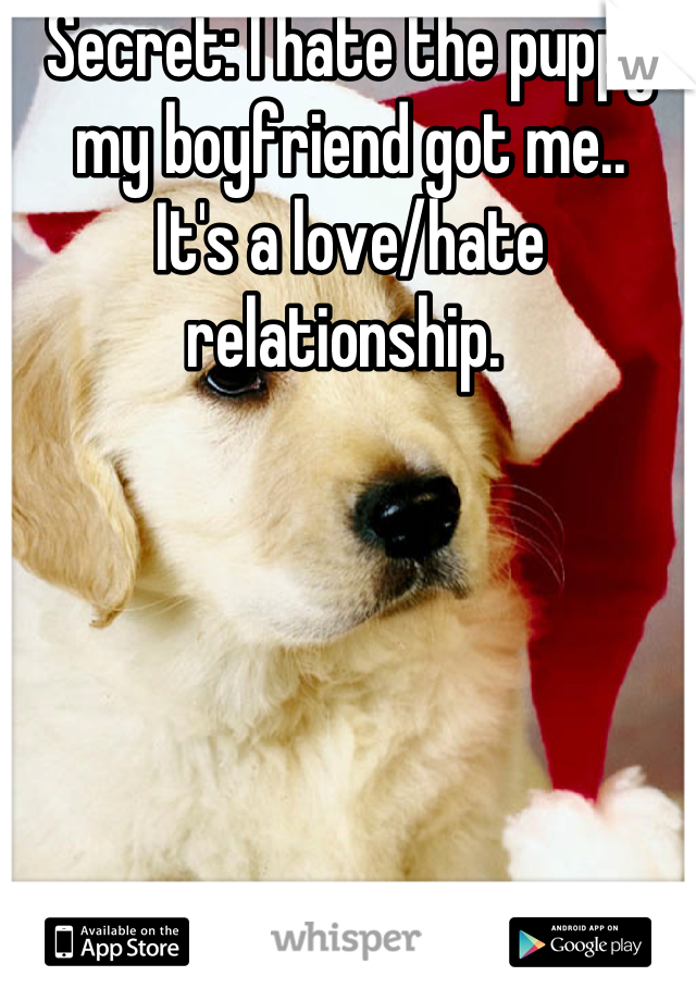 Secret: I hate the puppy my boyfriend got me.. 
It's a love/hate relationship. 