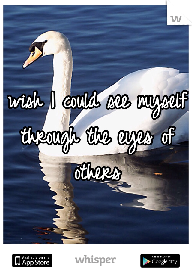 wish I could see myself through the eyes of others 