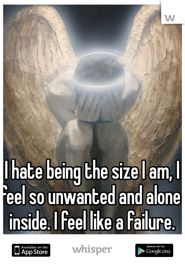 I hate being the size I am, I feel so unwanted and alone inside. I feel like a failure. 