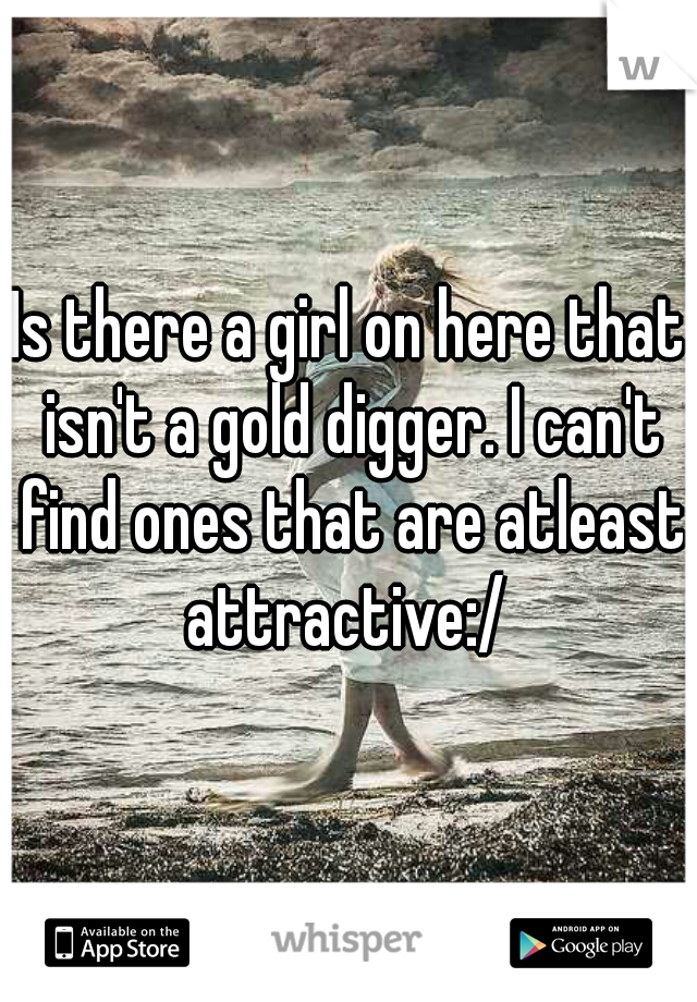 Is there a girl on here that isn't a gold digger. I can't find ones that are atleast attractive:/ 