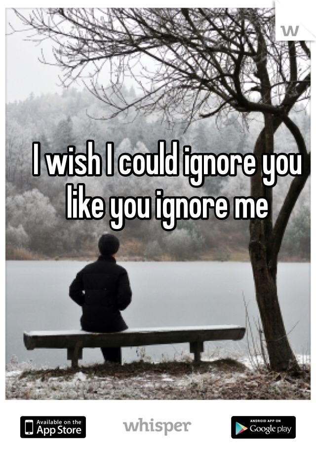I wish I could ignore you 
like you ignore me 