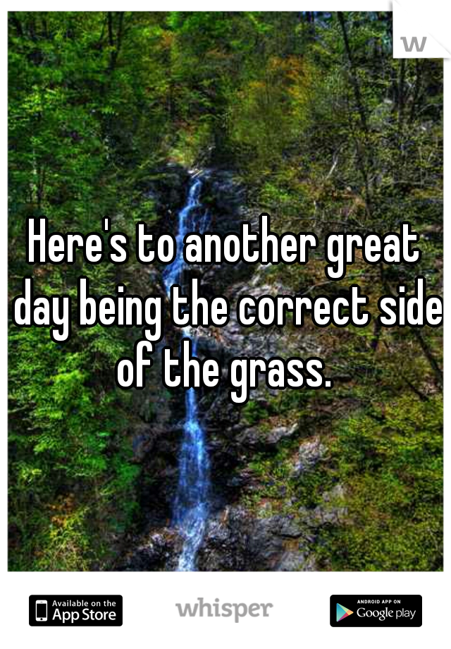 Here's to another great day being the correct side of the grass. 