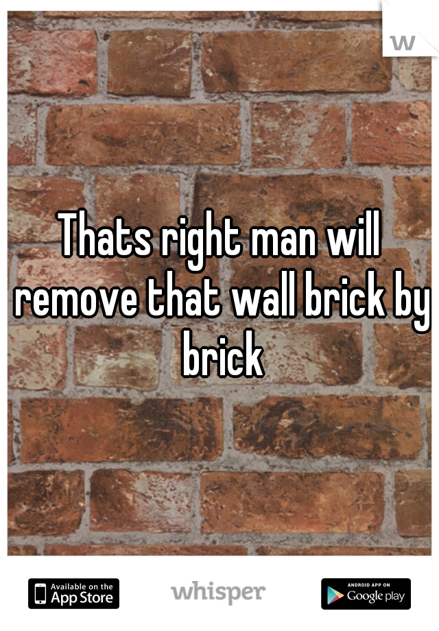 Thats right man will remove that wall brick by brick