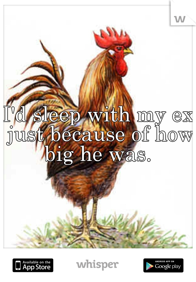 I'd sleep with my ex just because of how big he was. 