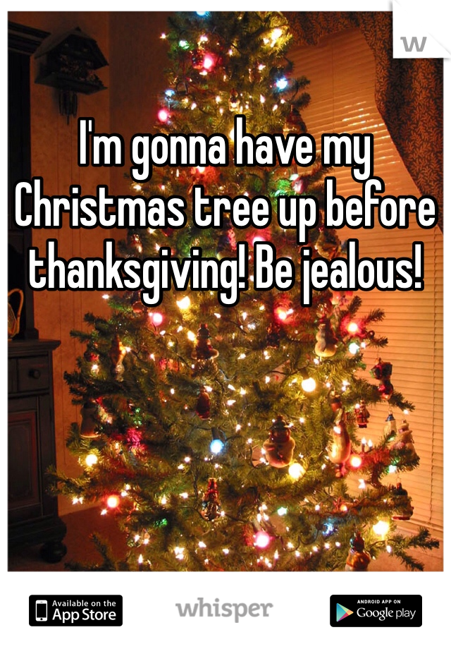 I'm gonna have my Christmas tree up before thanksgiving! Be jealous!