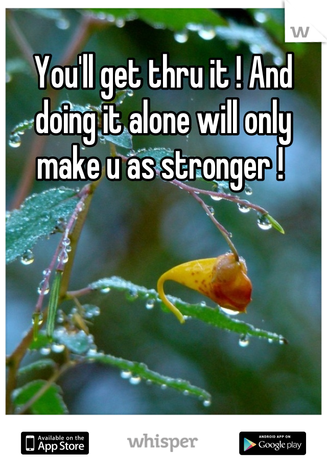 You'll get thru it ! And doing it alone will only make u as stronger ! 