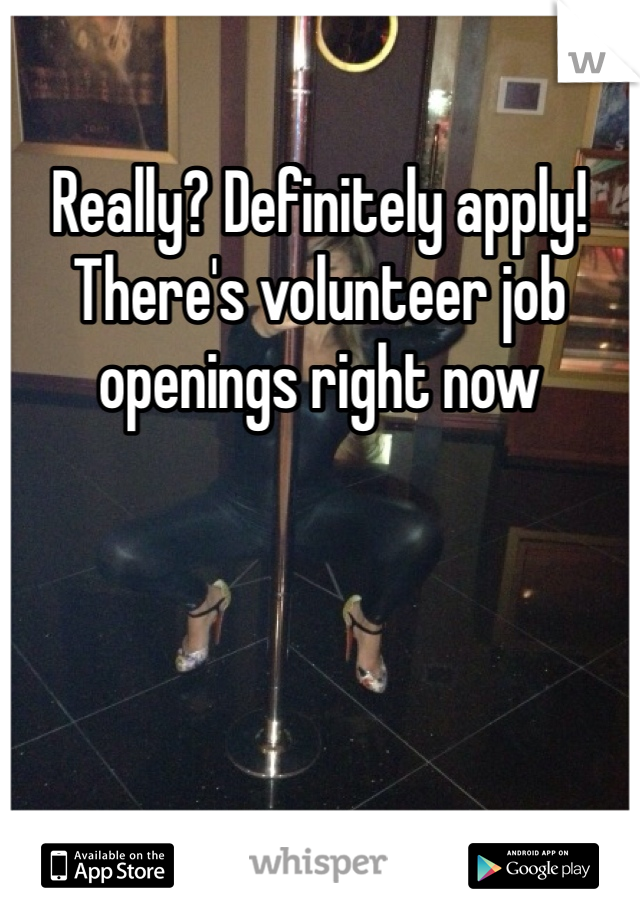 Really? Definitely apply! There's volunteer job openings right now