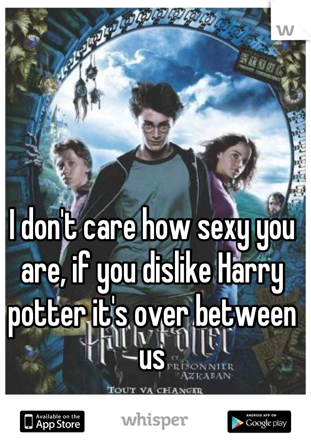I don't care how sexy you are, if you dislike Harry potter it's over between us