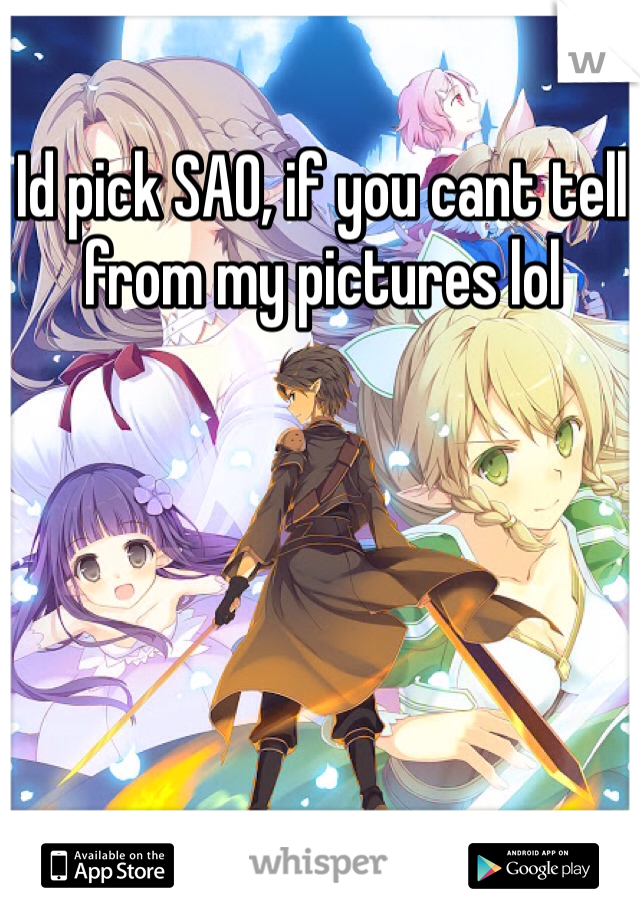 Id pick SAO, if you cant tell from my pictures lol