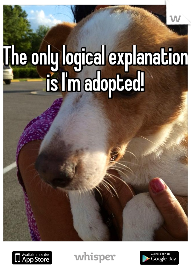 The only logical explanation is I'm adopted!