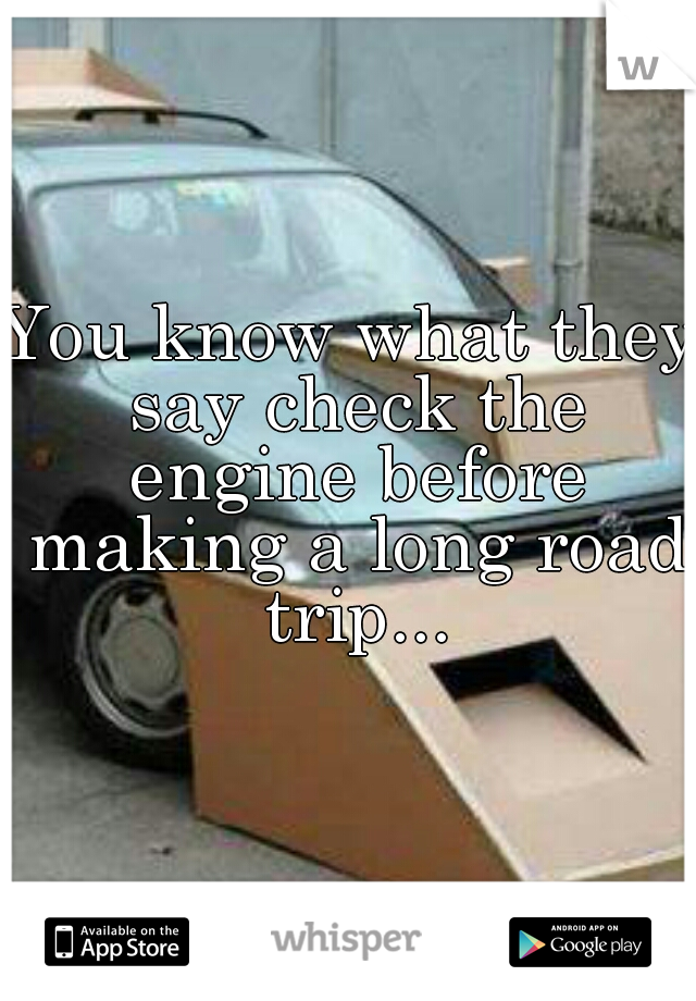 You know what they say check the engine before making a long road trip...