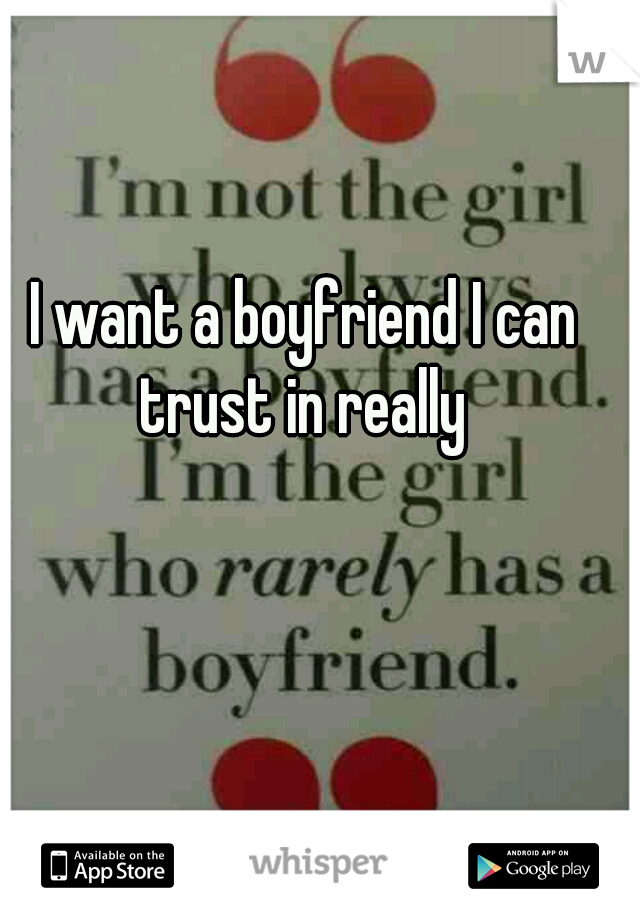 I want a boyfriend I can trust in really 