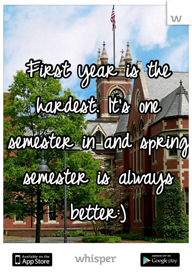 First year is the hardest. It's one semester in and spring semester is always better:)