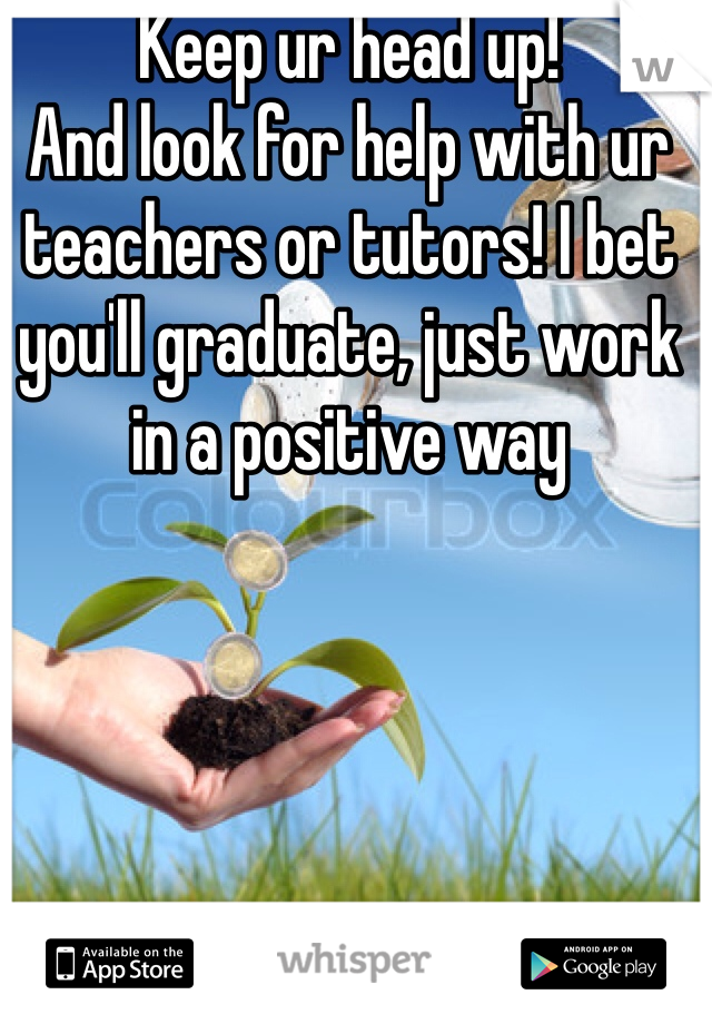Keep ur head up! 
And look for help with ur teachers or tutors! I bet you'll graduate, just work in a positive way 
