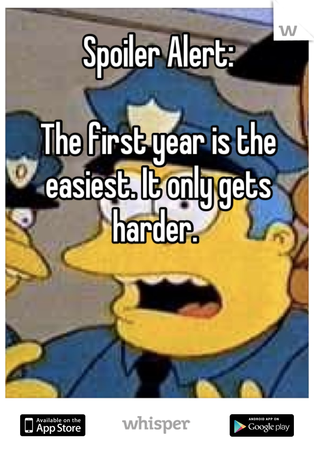 Spoiler Alert:

The first year is the easiest. It only gets harder. 