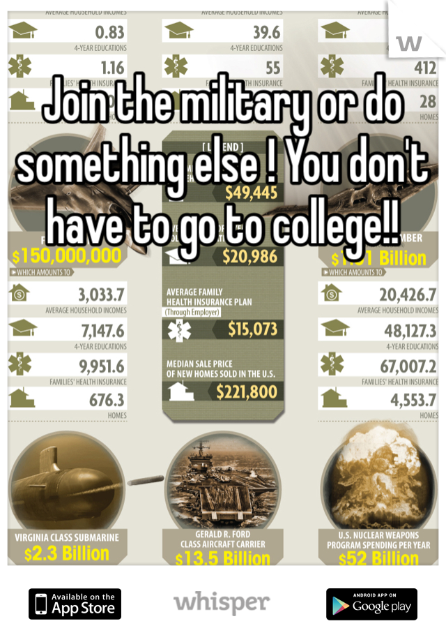 Join the military or do something else ! You don't have to go to college!!