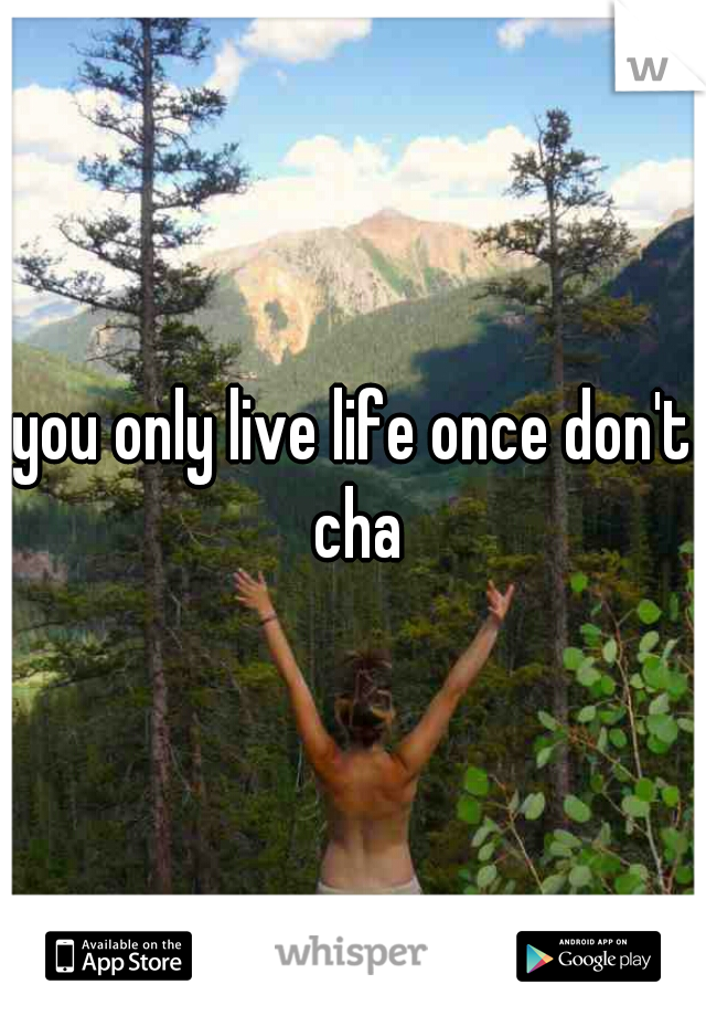 you only live life once don't cha