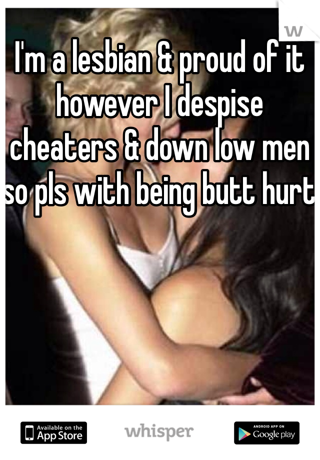 I'm a lesbian & proud of it however I despise cheaters & down low men so pls with being butt hurt 