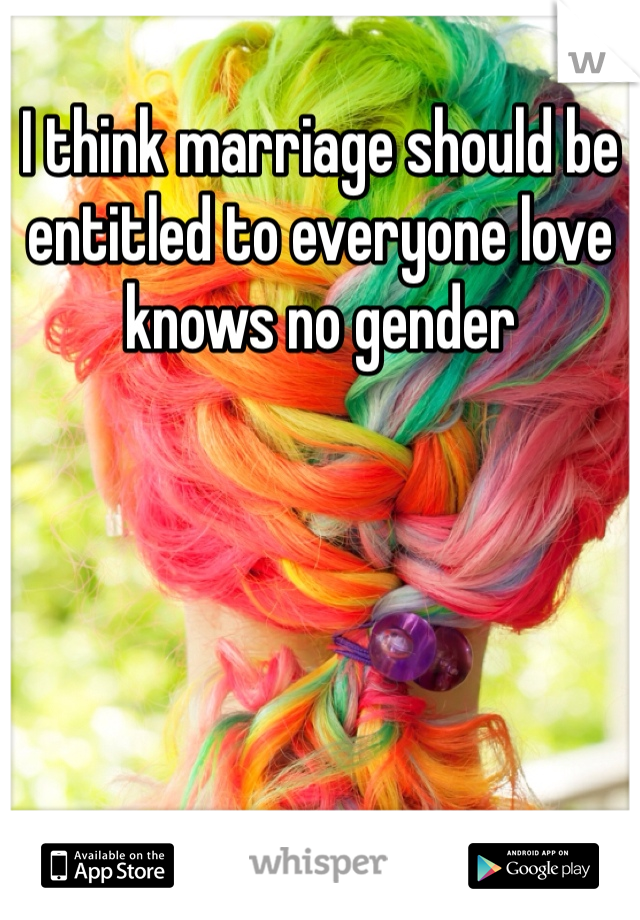 I think marriage should be entitled to everyone love knows no gender 