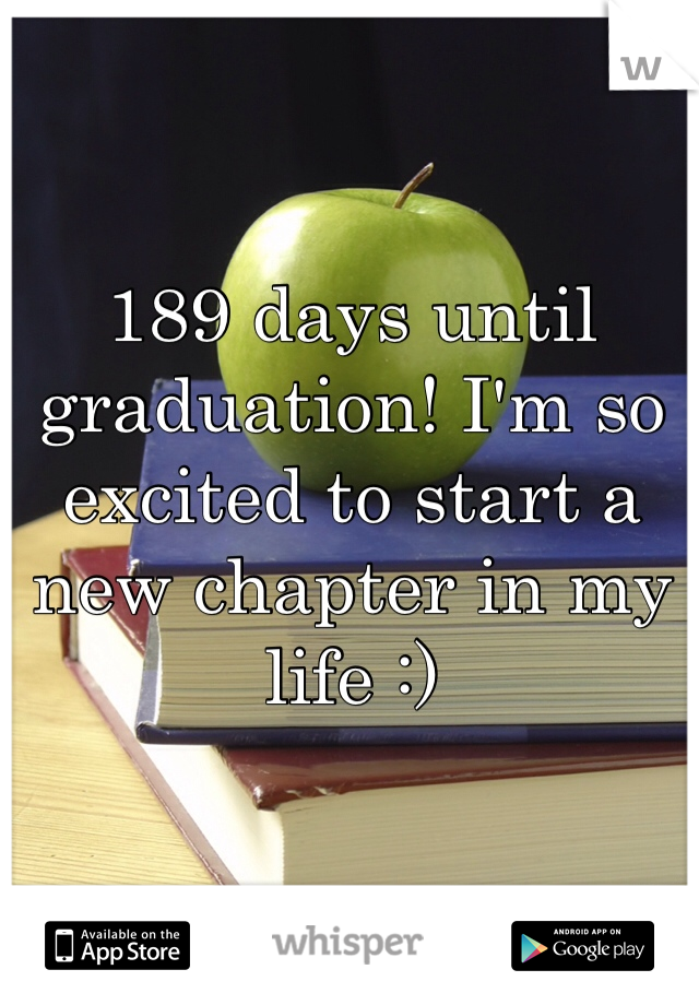 189 days until graduation! I'm so excited to start a new chapter in my life :)