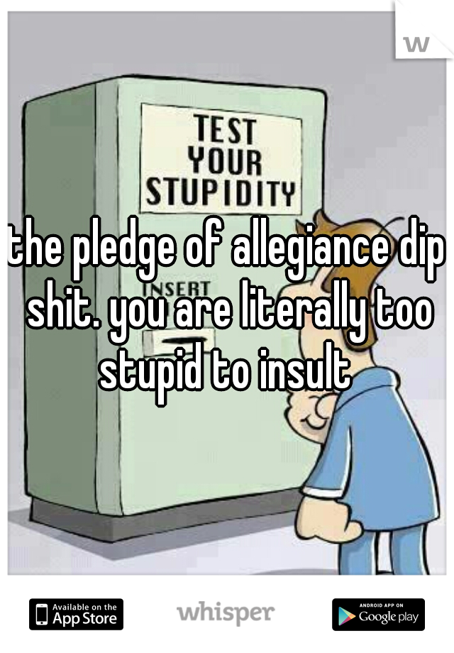 the pledge of allegiance dip shit. you are literally too stupid to insult 