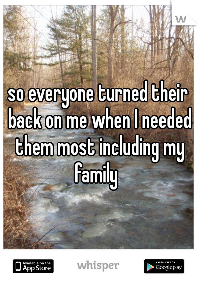 so everyone turned their back on me when I needed them most including my family  