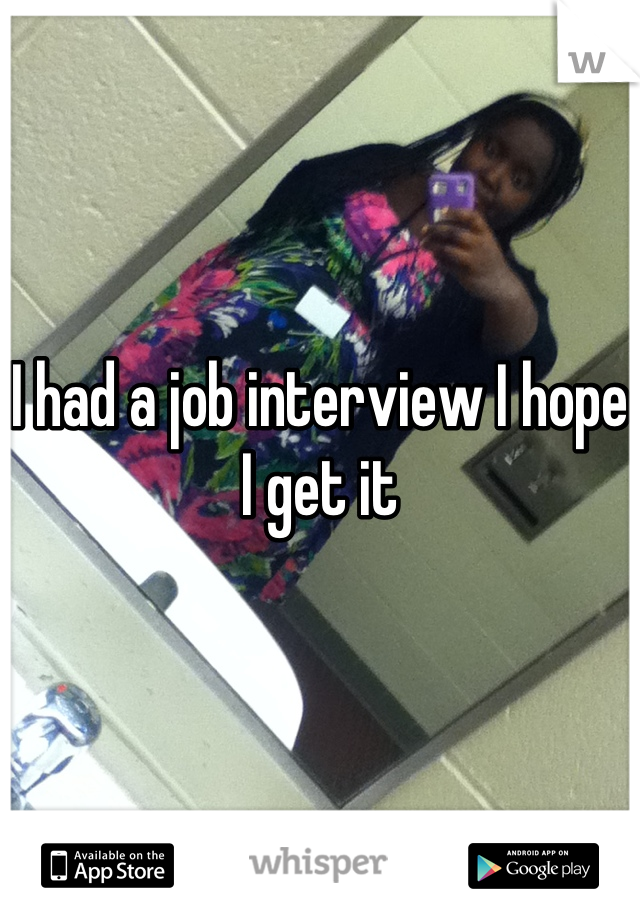 



I had a job interview I hope I get it