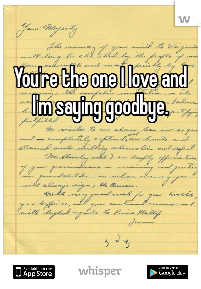 You're the one I love and I'm saying goodbye. 