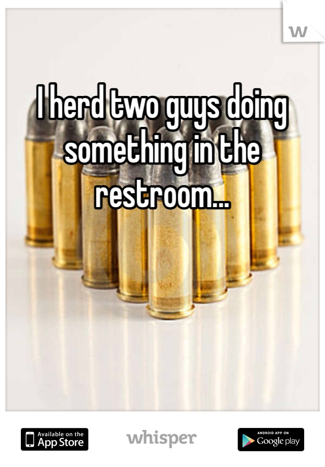 I herd two guys doing something in the restroom...