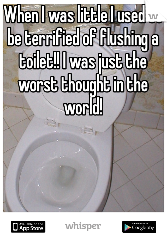 When I was little I used to be terrified of flushing a toilet!! I was just the worst thought in the world! 