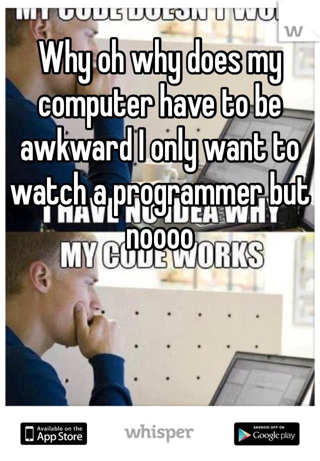 Why oh why does my computer have to be awkward I only want to watch a programmer but noooo